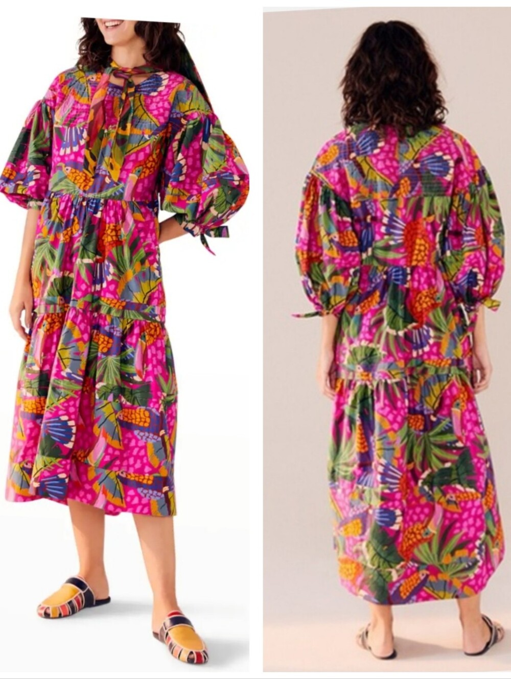 Farm Rio Painted Toucans Tiered Maxidress Size S New With Tag